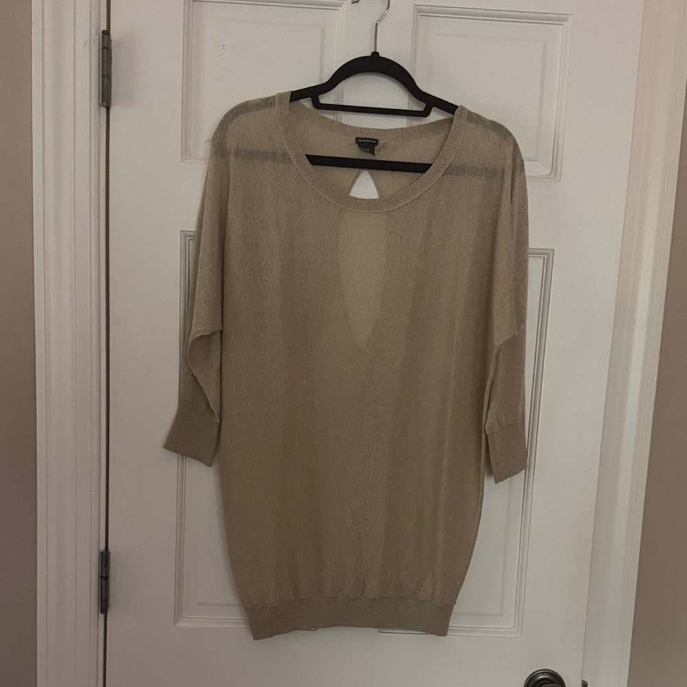 Club Monaco Beige Sparkle Scoop Neck Sweater
